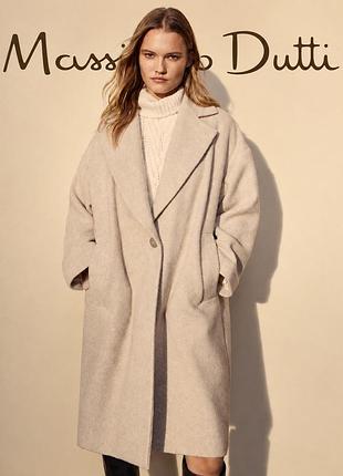 Пальто жіноче massimo dutti оверсайз вовняне бежеве розмір m-l