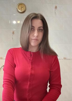 Стильний кардиган у рубчик (бордовий / вишневий)