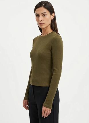 Лонгслів жіночий h&m в рубчик хакі