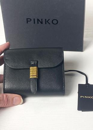 Чорний шкіряний гаманець pinko saddle wallet