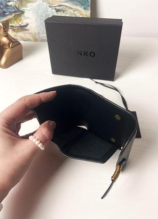 Чорний шкіряний гаманець pinko saddle wallet 8
