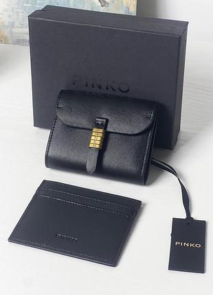 Чорний шкіряний гаманець pinko saddle wallet 6