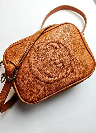 Кожаная сумка через плечо gucci soho disco bag в рыжем (оранжево-коричневом) цвете
