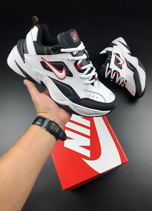 Nike m2k tekno white black red зимние термо кроссовки