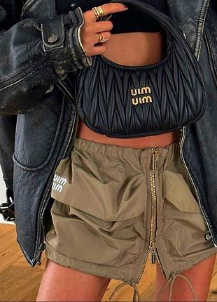 Сумка miu miu чорна напів місяць 6