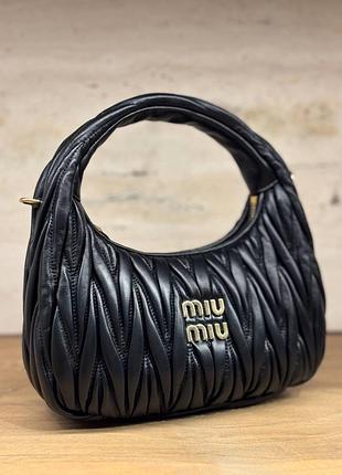 Сумка miu miu чорна напів місяць 5