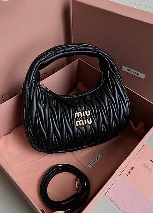 Сумка miu miu чорна напів місяць