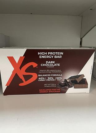 Спортивні батончики xs high protein energy bar dark chocolate 700 г
