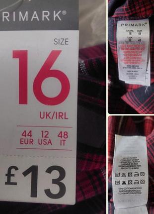 Женская рубашка в клетку primark 100% коттон 2хл 10