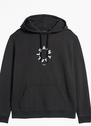 Худі allsaints чорне з логотипом оверсайз
