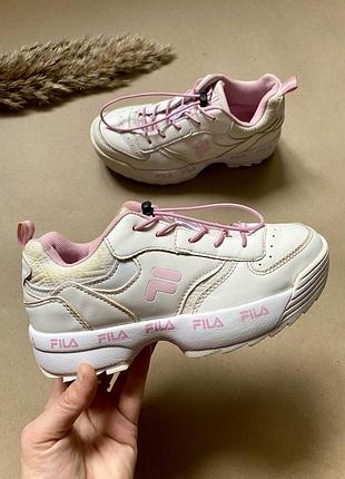 Кросівки дитячі для дівчинки fila ray repeat 33 розмір устілка 21,5 см | білі на платформі