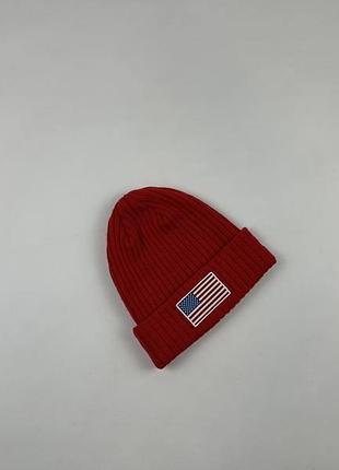 Вʼязана шапка з прапором америки new era