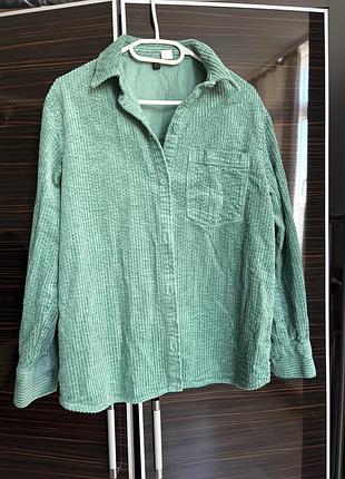 Сорочка жіноча h&m вельветова зелена