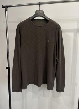 Чоловічий лонгслів allsaints clash ls crew | xl / l (100% бавовна) кофта коричнева