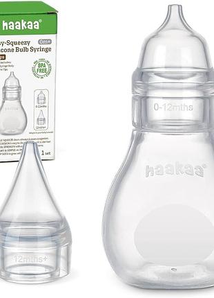 Силіконовий дитячий аспіратор назальний haakaa easy-squeezy silicone bulb syringe (0m+, 2 насадки, bpa free)