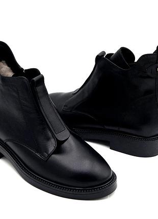 Ботинки женские кожаные зимние на застёжке чёрные , 39 размер foot step -(612)