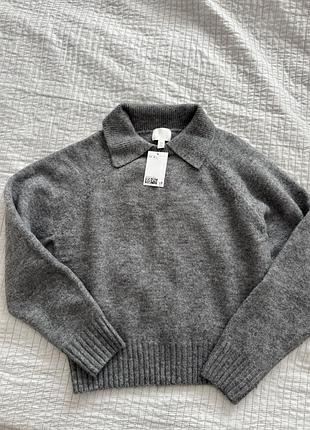 Светр жіночий h&m сірий з коміром