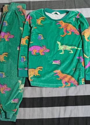 Дитяча піжама h&m зелена з динозаврами 4-5 років
