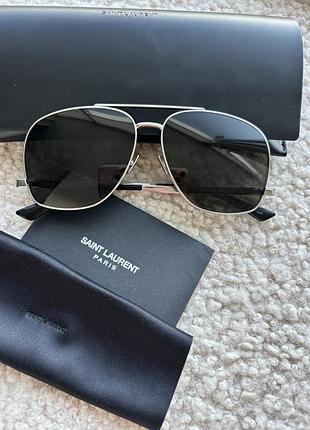 Сонцезахисні окуляри saint laurent авіатори сріблясті