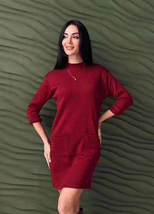 Тепла сукня з двосторонньої ангори "debra" оптом | норма бордовий, 42-44