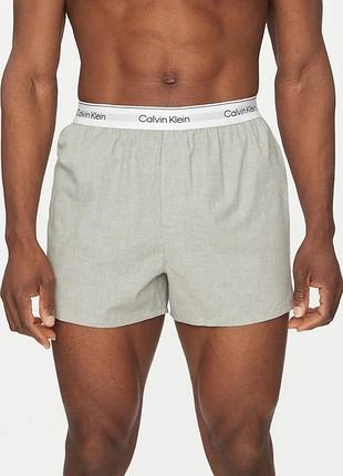 Труси боксери чоловічі calvin klein (boxer slim) сірі р. l бавовна
