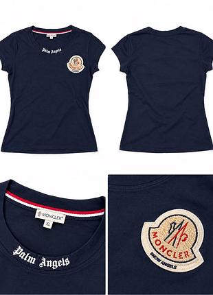 Жіноча футболка moncler x palm angels xl, темно-синя