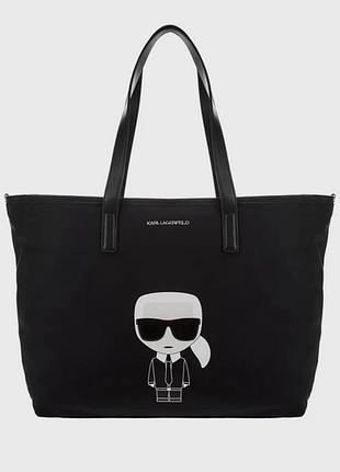 Жіночий шопер karl lagerfeld чорний з принтом