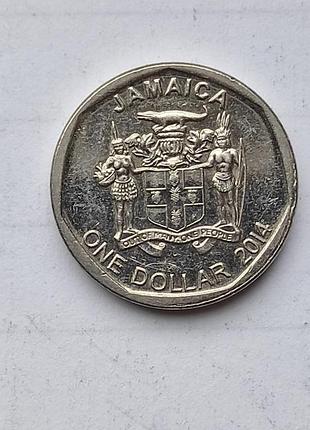 Монета ямайки  1 доллар 2014 года.