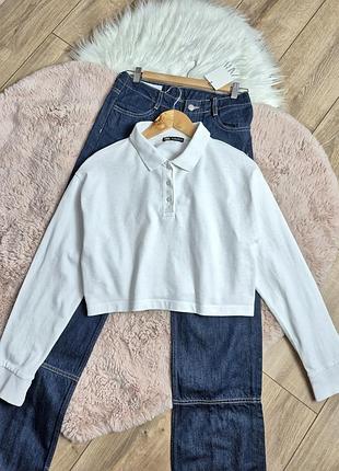 Лонгслив поло хлопковый женский zara