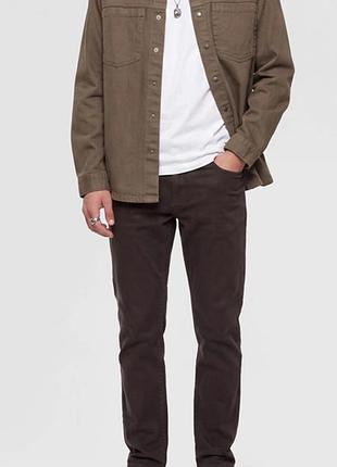 Мужские брюки джинсы brax cooper regular fit w34 l32 коричневые