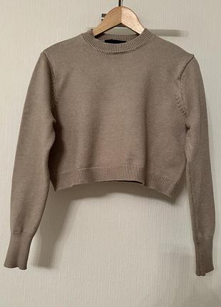 Джемпер жіночий базовий zara короткий колір тауп р. s