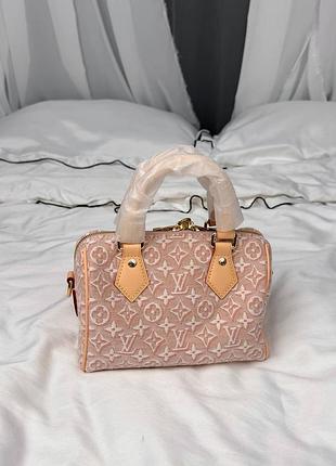 Женская сумка премиум speedy 30 monogram denim pink 5