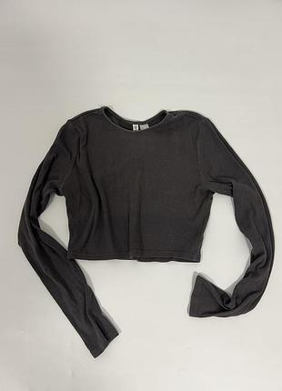 Кофта жіноча h&m графітова кроп-топ з довгим рукавом