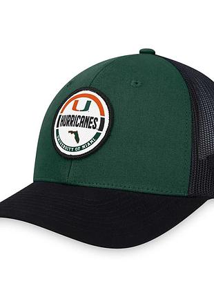 Men's top of the world green miami hurricanes trey trucker adjustable