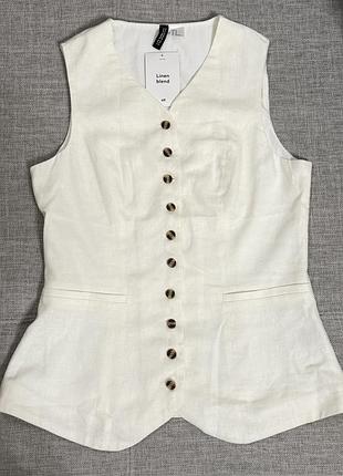 Жіночий жилет h&m linen blend молочно-бежевий