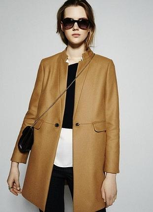 Пальто жіноче massimo dutti гірчичне приталене подовжене s