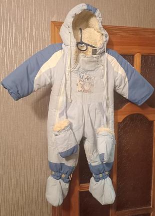 Зимовий комбінезон для хлопчика, блакитний, розмір 80