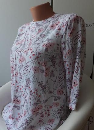 Стильная натуральная блуза с цветочным принтом под вышивку zebra s viscose1 фото
