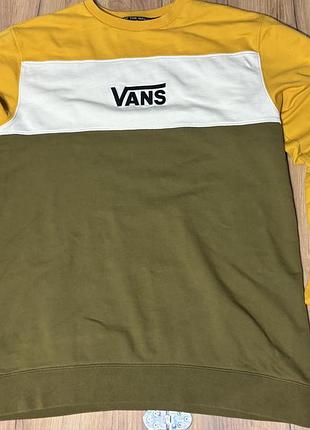 Світшот vans чоловічий жовто-біло-оливковий з логотипом