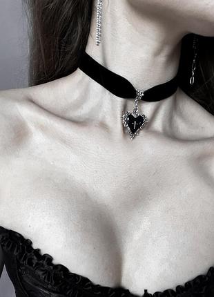 Новый бархатный чокер с готическим сердечком🥀