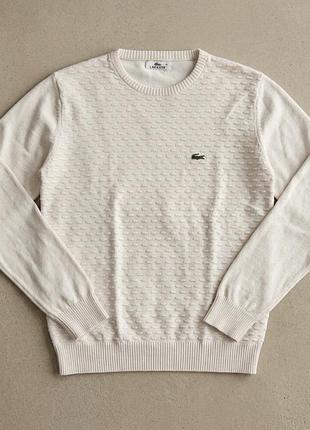 Кофта lacoste бежева з фактурним плетінням