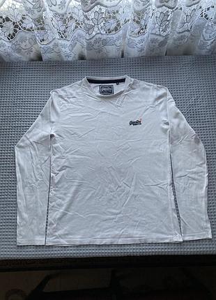 Білий лонгслів superdry,розмір м