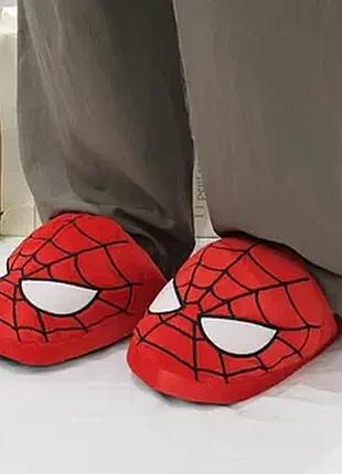 Плюшевые домашние тапочки человек-паук, тапочки spider-man, красные