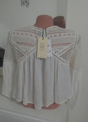 Красивый нежный ажурный летний топ блуза блузка накидка с вышивкой вязаный4 фото