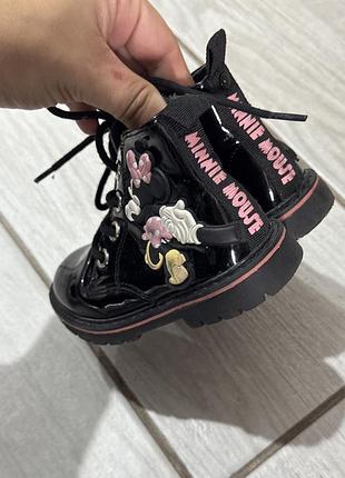 Черевики дитячі zara minnie mouse чорні високі на шнурівці