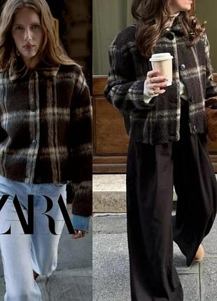 Куртка zara в стиле бомбер из зо% шерсти.