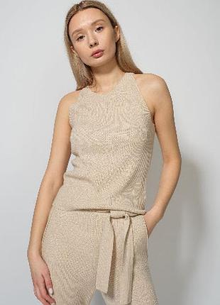 Кашеміровий топ майка в рубчик ftc fair trade cashmere, розмір m