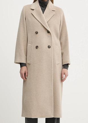 Пальто жіноче weekend max mara zufolo бежеве двобортне довге