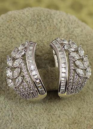 Серьги xuping jewelry ледовая папороть 2 см серебристые