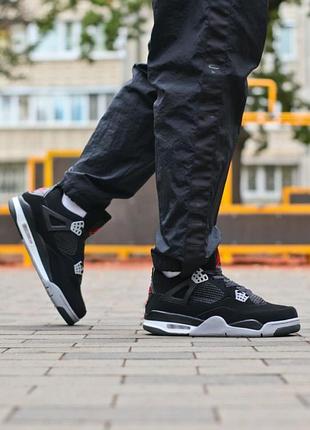 Мужские кроссовки jordan retro 4 black/grey/red/smb+ 🔗